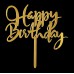 Cake topper happy birthday goud 14cm